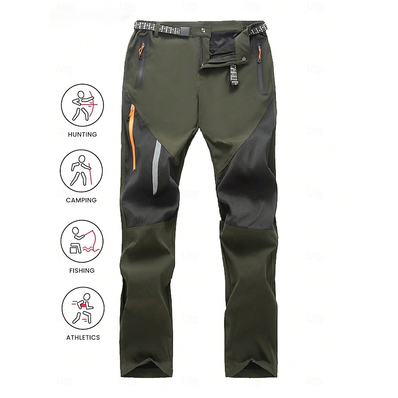 Men's Hiking Pants Trousers Patchwork Summer Outdoor Tailored Fit Waterproof Windproof Zipper Pocket Comfortable Bottoms Full Length Elastic Waist Zipper Pocket Dark Grey Black Spandex Camping4