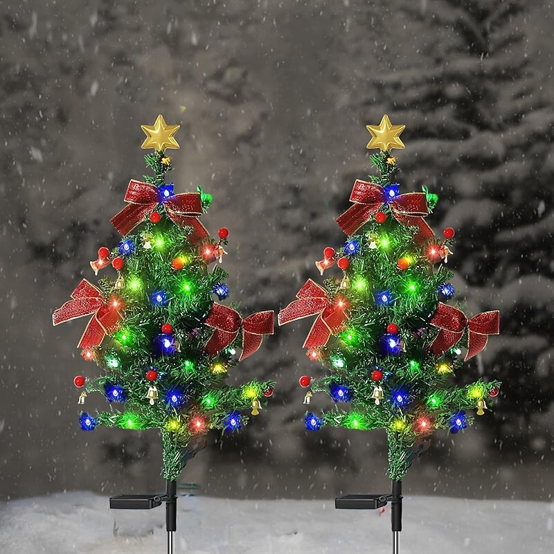 Solar Christmas Tree Light Outdoor Waterproof Lawn Tree Light Garden Yard Decoration Floor Lamp