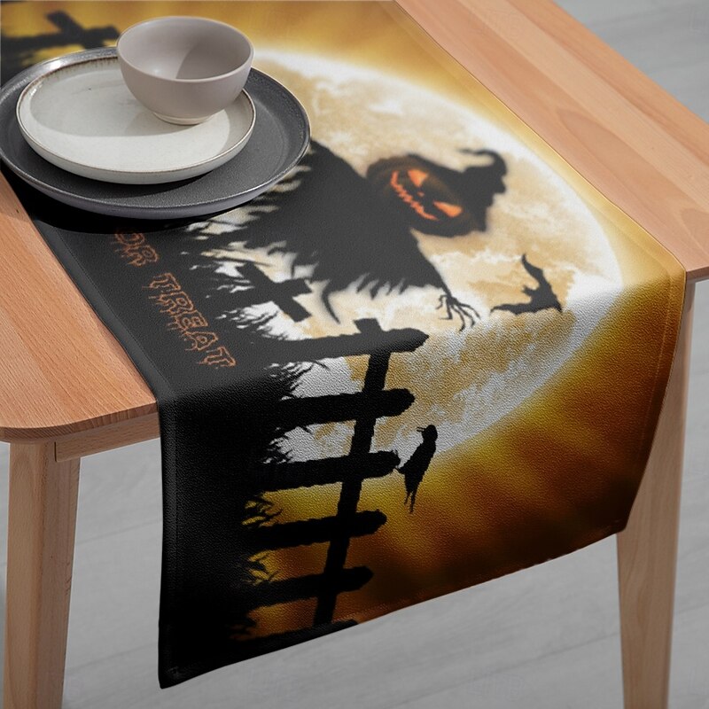 Halloween Pumpkin Castle Table Runner - Digital Printed Rectangular Tablecloth 33x180cm for Restaurant Banquet & Party Decor3