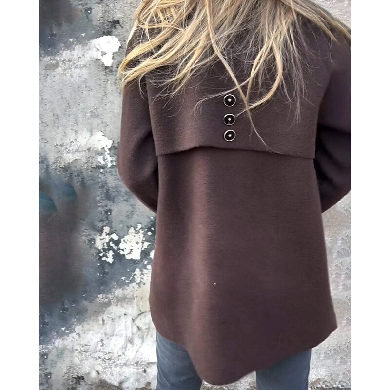 Women's Winter Coat Casual Jacket Warm Comfortable Pocket Casual Plain Outdoor Going out Single Breasted Regular Turndown Regular Fit Long Sleeve Outerwear Black Red Brown Winter2