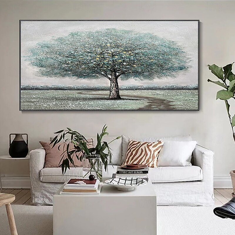 Mintura Handmade Abstract Textured Tree Landscape Oil Paintings On Canvas Wall Art Decoration Modern Picture For Home Decor Rolled Frameless Unstretched Painting3