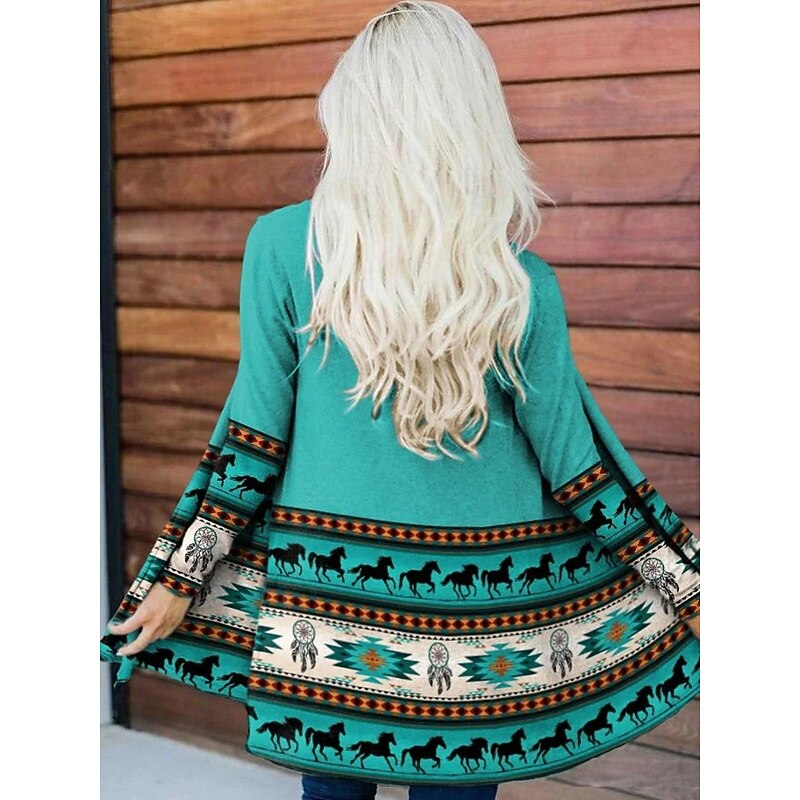 Women's Casual Jacket Warm Comfortable Irregular Hem Open Front Elegant Vintage Fashion Modern Street Casual Athleisure Daily Long Collarless Loose Fit Long Sleeve Outerwear White Red Green Fall2