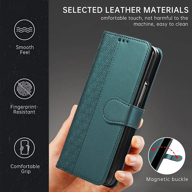 Phone Case For Samsung Galaxy Z Fold 7 Z Fold 6 Z Fold 5 Z Fold 4 Back Cover with Lanyard Card Slot Shockproof Retro TPU PU Leather2