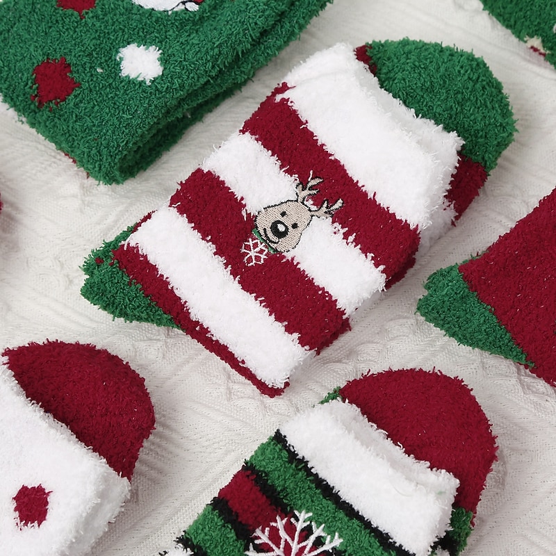 Christmas Socks for Women, Versatile Mid-Calf Cotton Socks, Thick Plush Coral Fleece Winter Socks, Warm Cozy Cute Fuzzy Socks for Holiday & Daily Wear3