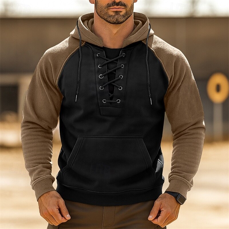 Men's Hoodie Tactical Hoodie Black Army Green Burgundy Navy Blue Khaki Hooded Plain Drawstring Zipper Sports & Outdoor Casual Daily Streetwear Cool Sportswear Spring &  Fall Clothing Apparel Hoodies