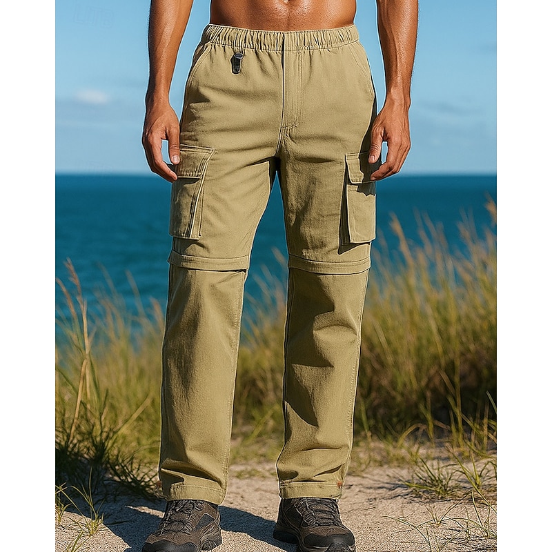 Men's Convertible Zip Off Pants Hiking Pants Trousers Softshell Pants Outdoor Regular Fit Waterproof Windproof Bottoms Pocket Elastic Waist Black Army Green Camping / Hiking Running S M L XL XXL
