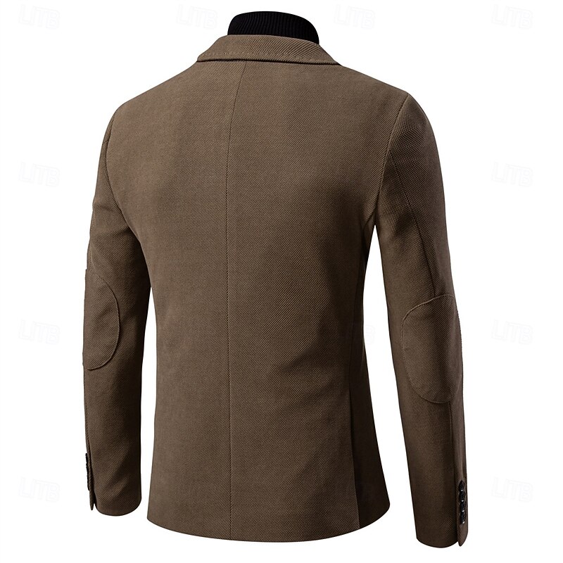 Men's Blazer Jacket School Formal Performance Classic Spring Fall Polyester Spandex Solid Color Single Breasted Two-button Blazer Black Brown khaki2
