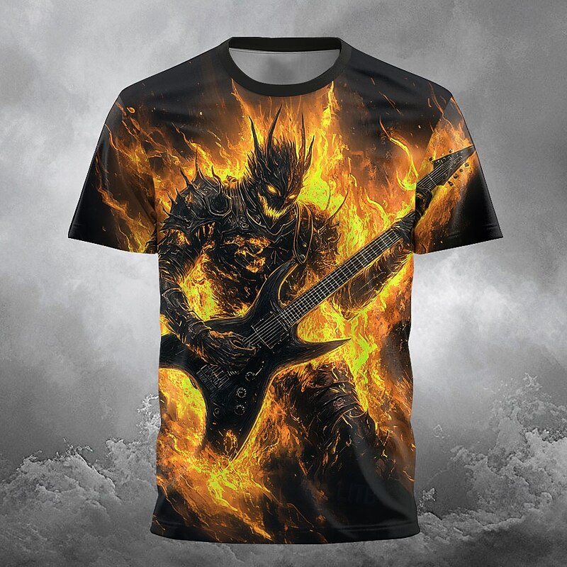 Halloween Men's Gothic Horror 3D Devil T Shirt Short Sleeve T shirt 3D Print Crew Neck Shirt Exaggerated Designer Horror Party Street Holiday Yellow Blue Orange Summer Spring All Seasons Clothing2