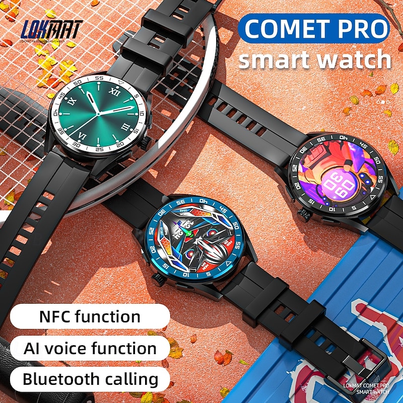 LOKMAT COMET PRO Smart Watch 1.32 inch Smartwatch Fitness Running Watch Bluetooth Pedometer Call Reminder Activity Tracker Compatible with Android iOS Women Men Long Standby Hands-Free Calls Media2