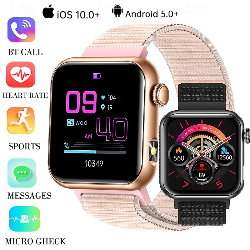 iMosi TK50 Smart Watch 1.72 inch Smartwatch Fitness Running Watch Bluetooth Temperature Monitoring Pedometer Call Reminder Compatible with Android iOS Women Men Hands-Free Calls Waterproof Media