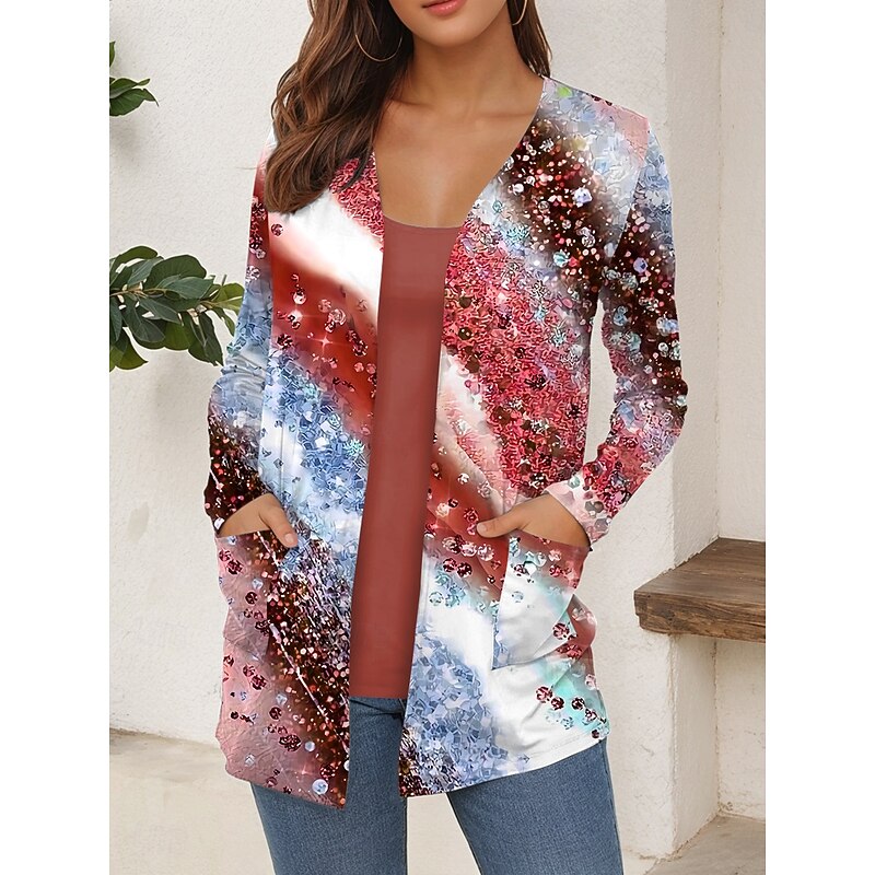 Women's T Shirt Graphic Geometric Abstract Vintage Stylish Casual Long Sleeve V Neck Regular Tops Daily Print Red Blue Purple Green Summer Spring Fall4