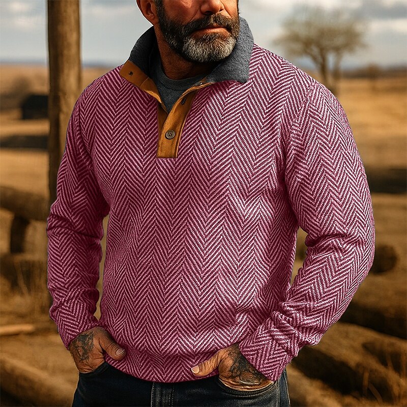 Men's Sweatshirt Pullover Hoodie Sweatshirt Pullover Button Up Hoodie Black Pink Blue Green Khaki Standing Collar Plain Textured Sports & Outdoor Casual Daily Streetwear Cool Sportswear Spring &  Fall2