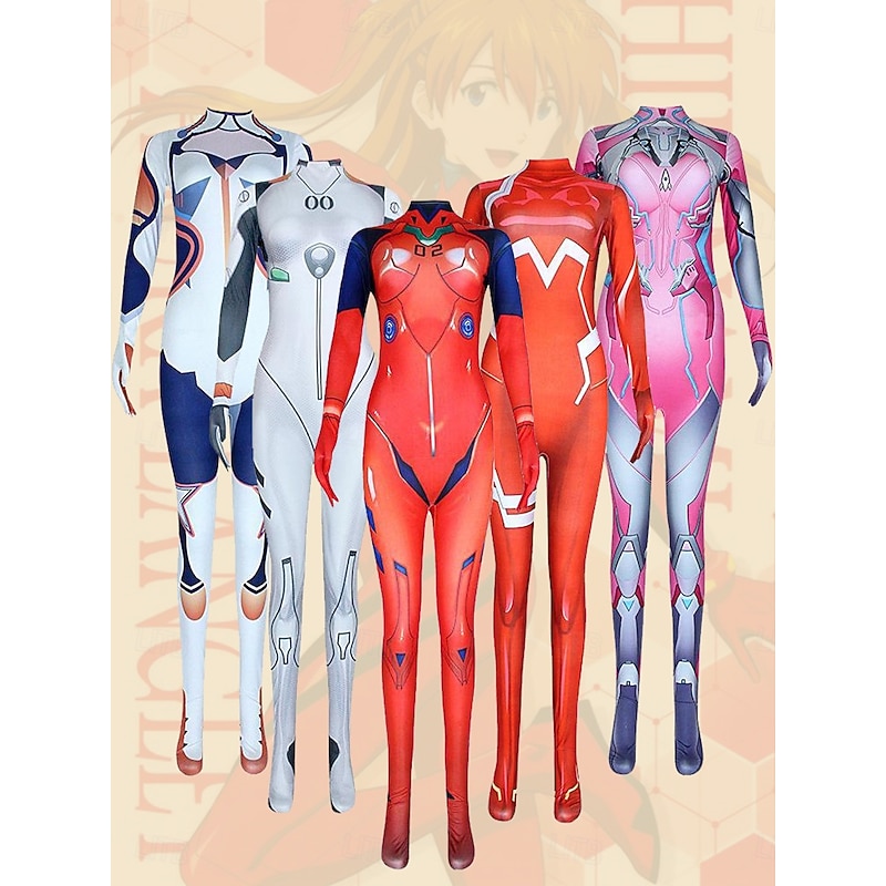 EVA Evangelion Asuka Langley Soryu Rei Ayanami Costume Bodysuits Cosplay Movie Cosplay for Women's Adults Halloween Carnival Performance Party