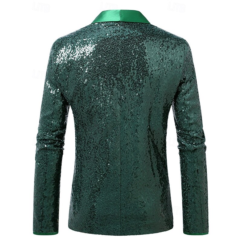 Men's Blazer Business Cocktail Party Wedding Party Fashion Casual Spring Fall Polyester Plain Pocket Buttons Comfortable Single Breasted Blazer Dark Green3