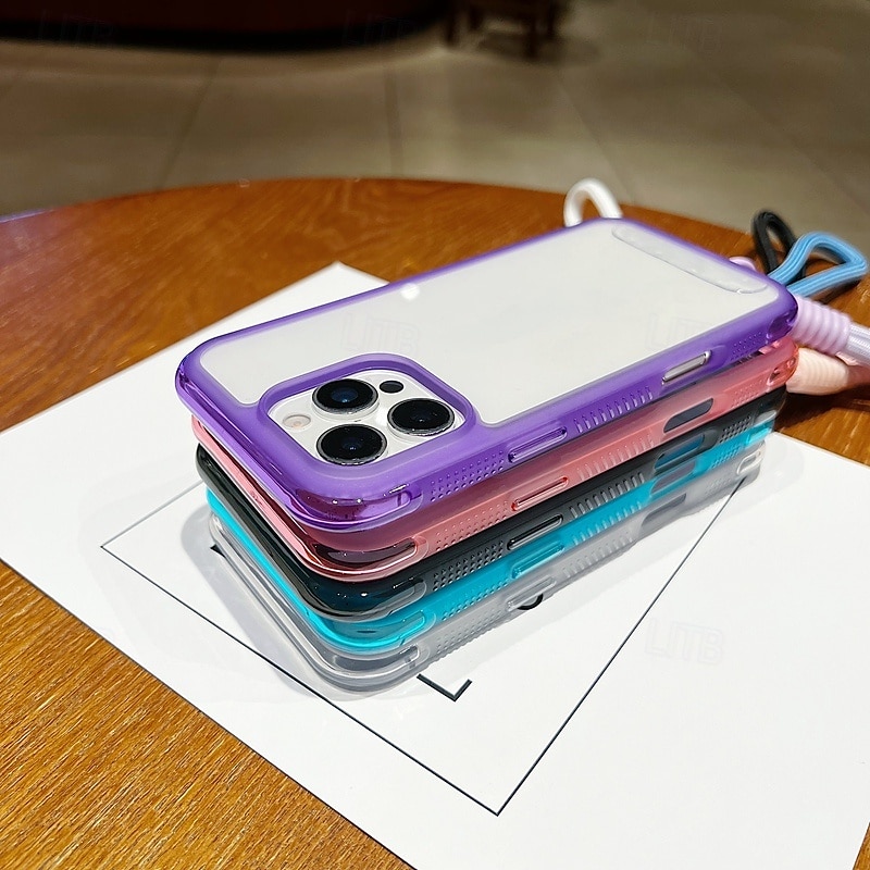 Phone Case For iPhone 17 Pro Max 17 Air 16 15 14 Pro Max Plus 13 Pro Max Back Cover with Wrist Strap Shockproof Retro Silicone3