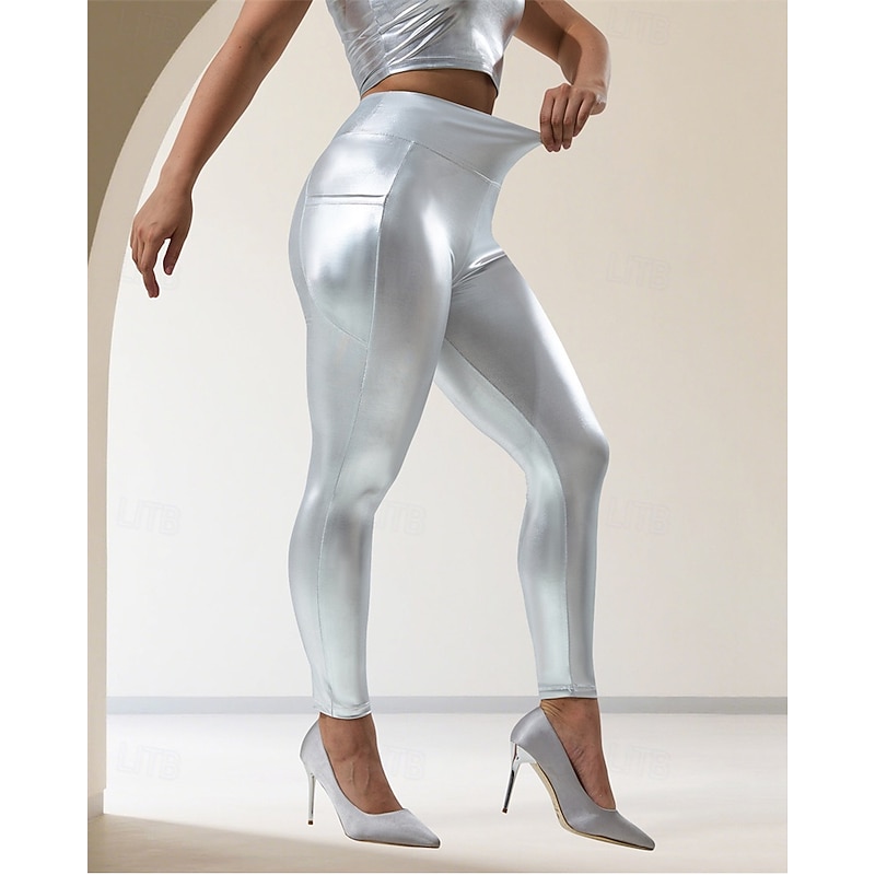 Women's Slacks Cropped Pants Streetwear Casual Ankle-Length High Rise Plain High Cut Comfortable Street Holiday Daily Wear Silver Fall Regular Fit