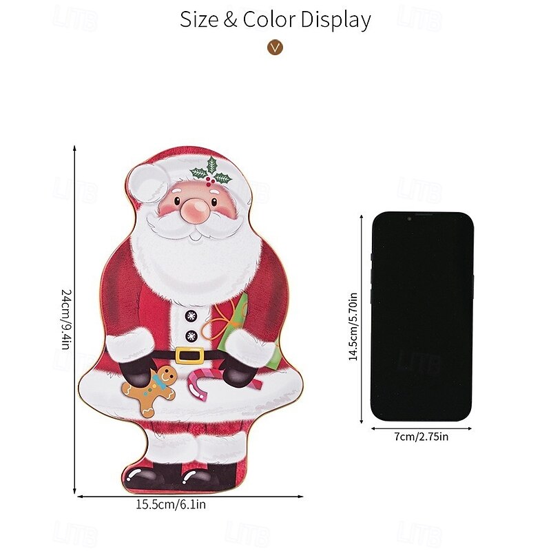 Christmas Cookie Tins with Lids for Gift Giving Xmas Tin Containers Creative Cartoon Santa Design Metal Gift Box Holiday Storage Festive Christmas Party Decoration Accessory4