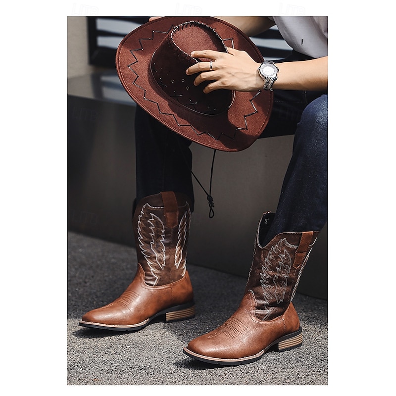 Men's Cowboy Boots - Western Style Mid-Calf Riding Boots for Men, Durable Classic Western Footwear for Casual Ranch, Rodeo, and Everyday Cowboy Outfit4