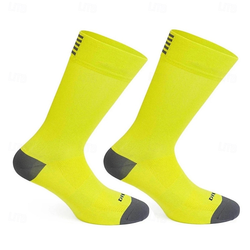 Socks Cycling Socks Bike Socks Sports Socks Athletic Socks Camping / Hiking Hiking Outdoor Exercise Bike / Cycling High Elasticity Comfortable Breathable 1 Pair Stripes Letter & Number Nylon Spandex