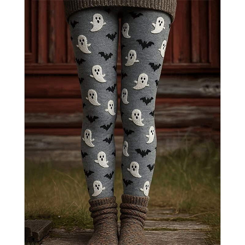 Women's Pants Trousers Leggings Cozy Leggings Streetwear Casual Full Length High WaistPantsHalloween Graphic Prints Bat Elastic Waist Print Breathability Comfortable Stretchy Vacation Street Daily