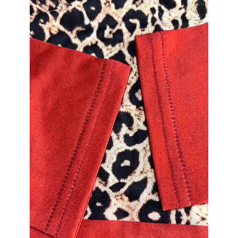 Women's T Shirt Graphic Leopard Color Block Vintage Stylish Classic Long Sleeve V Neck Regular Tops Daily Print Red Blue Purple Green Gray Spring Fall Winter3