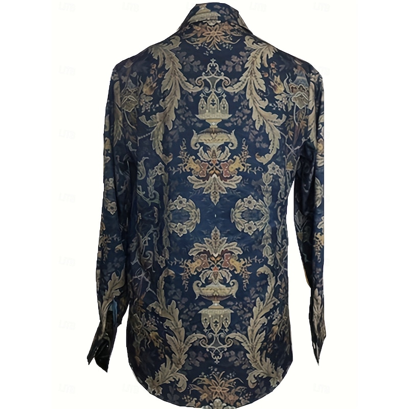 Women's Shirt Dressy Tops Formal Work Shirt Graphic Paisley Elegant Stylish Modern Long Sleeve Collar Regular Tops Work Party Evening Wear Daily Blue Fall Winter Spring, Fall, Winter, Summer2