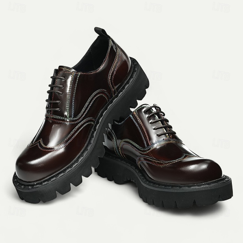 Men's Genuine Leather Derby Dress Shoes Classic Brown Lace-Up Business Formal Oxford Footwear for Office and Weddings3