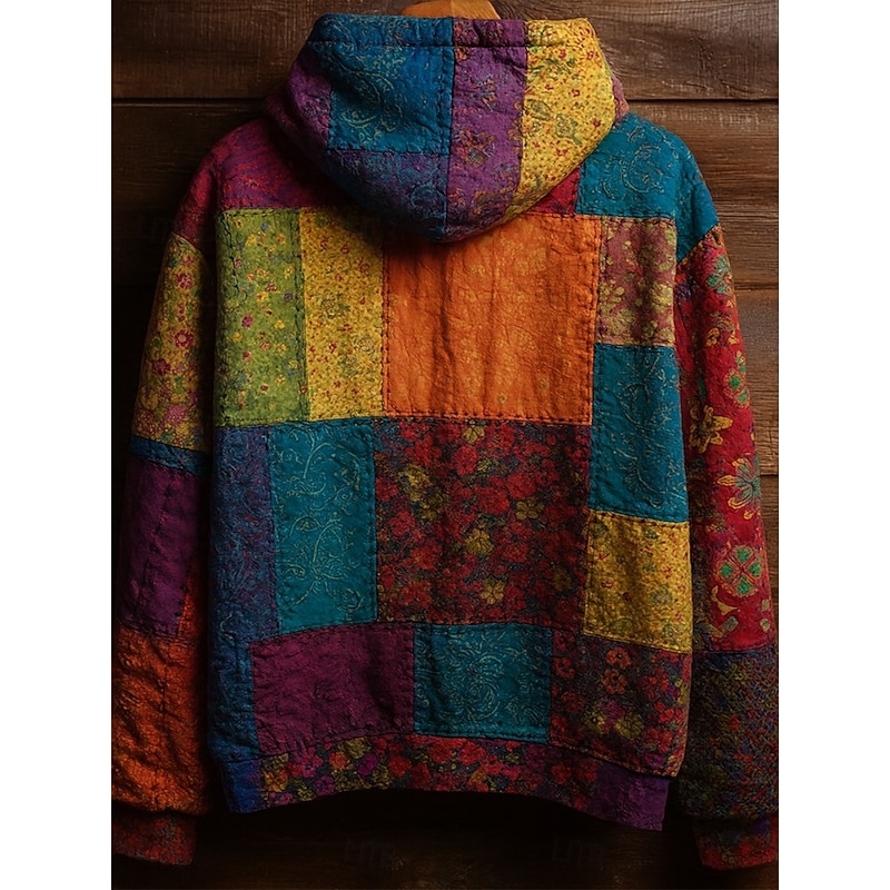 Women's Pullover Hoodie Sweatshirt Graphic Dog Elegant Warm Active Long Sleeve Hooded Regular Tops Street Dailywear Casual Patchwork Print Orange Spring Fall Winter2