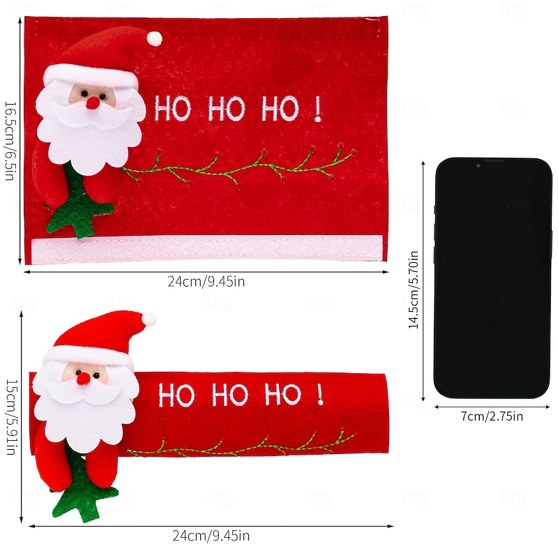 Christmas Refrigerator Handle Covers, Cute Santa Claus Door Handle Protectors, Holiday Kitchen and Home Decor, Festive Cartoon Door Grip Covers4