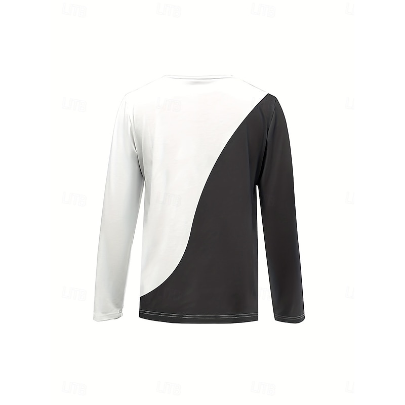 Women's T Shirt Graphic Geometric Color Block Elegant Vintage Stylish Long Sleeve Round Neck Notched Neck Regular Tops Daily Weekend Zipper Print Dark Gray Spring Fall Winter3