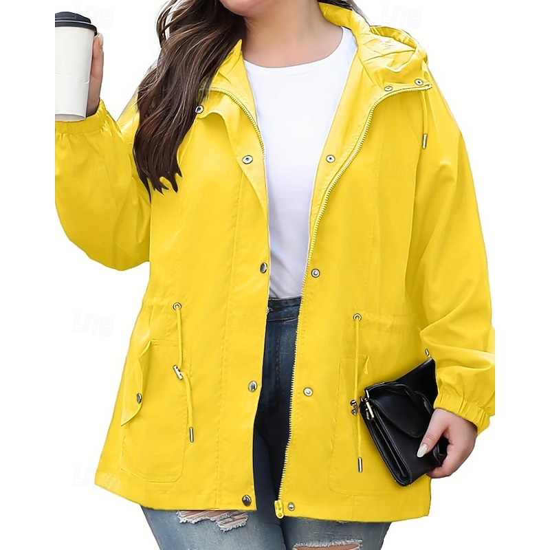 Women's Hoodie Jacket Warm Comfortable Zipper Pocket Outdoor Casual Plain Casual Daily Weekend Zipper Regular Hooded Regular Fit Long Sleeve Outerwear Navy Black Yellow Fall Winter3