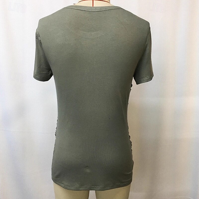 Men's T Shirt Tee Short Sleeve Shirt Tee Top Short Sleeve Crew Neck Summer Plain Fashion Designer Basic Pleats Vacation Street Going out Gray Top Tee for Men3