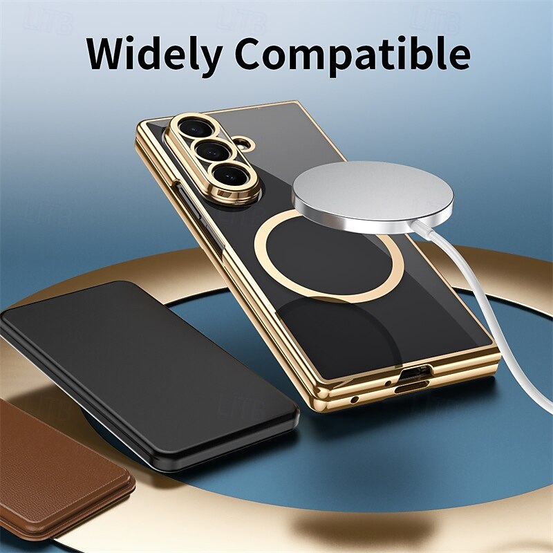 Phone Case For Samsung Galaxy Z Fold 7 Z Fold 6 Z Fold 5 Z Fold 4 Magnetic Adsorption Magnetic Support Wireless Charging Shockproof PC3