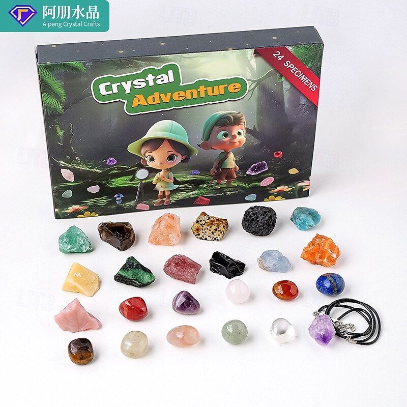 Christmas Gemstone Advent Calendar 2025, Rock Collection Advent Calendar for Kids with 24 Natural Gemstones to Open Each Day, Christmas Countdown Calendar for Boys Girls Teens and Adults3