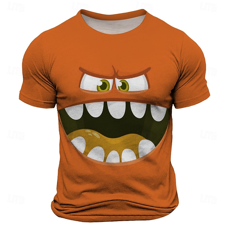 Men's 3D Smile Face T Shirt Short Sleeve T shirt 3D Print Crew Neck Shirt Fashion Exaggerated Daily Party Street Casual Pink Blue Orange Summer Spring Clothing Apparel S M L XL XXL XXXL
