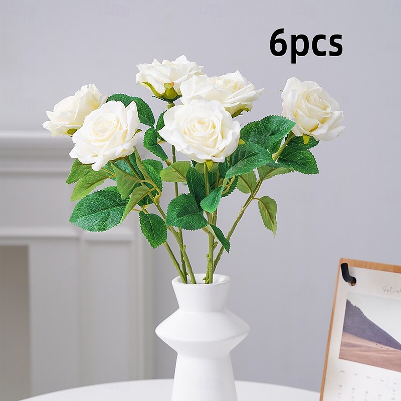 6PCS/10PCS/20PCS Colorful Angora Rose Simulation Bouquets Suitable for Seasonal Home Decoration Parties Weddings Farmhouse Room Decoration Festive Atmosphere Decoration and Shooting Props2