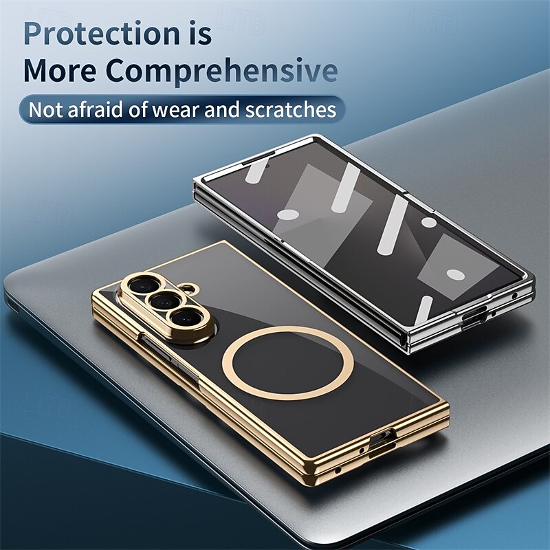 Phone Case For Samsung Galaxy Z Fold 7 Z Fold 6 Z Fold 5 Z Fold 4 Magnetic Adsorption Magnetic Support Wireless Charging Shockproof PC4