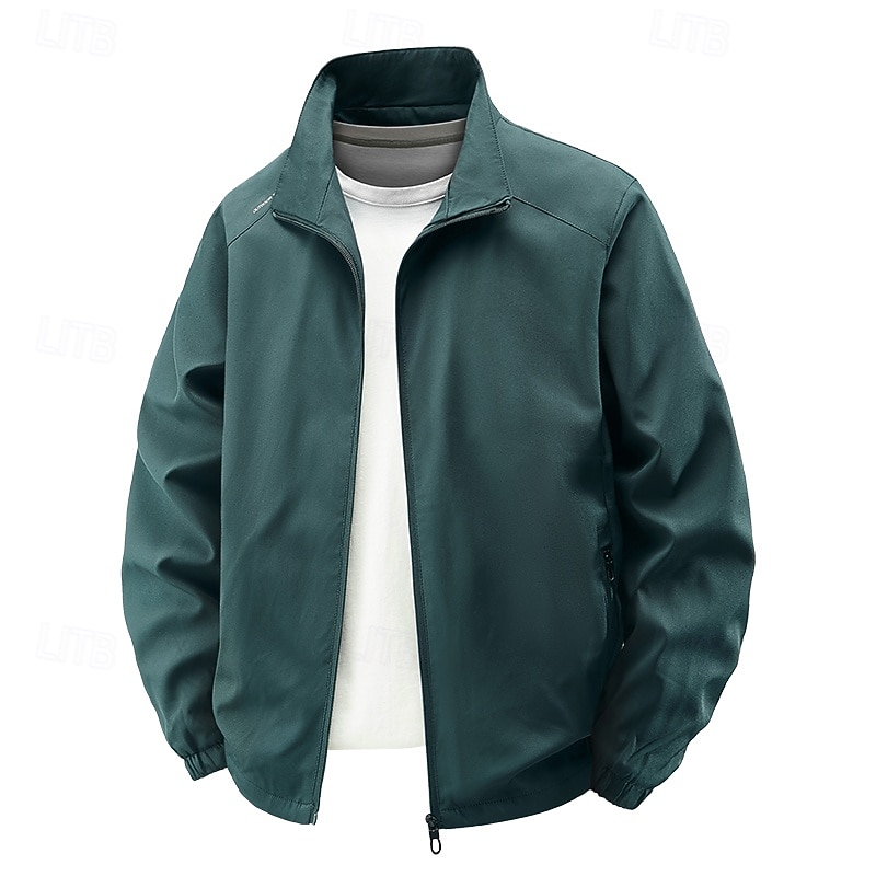 Men's Jacket Casual Jacket Outdoor Vacation Warm Zipper Pocket Fall Winter Plain Fashion Streetwear Standing Collar Regular Black Blue Green Khaki Gray Jacket