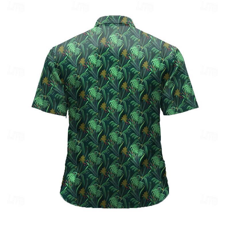 Men's Coconut Tree Tropical Plants Summer Hawaiian Shirt Button Up Shirt Aloha Shirt Short Sleeve Hawaiian Vacation Beach Wear Summer Spring Turndown 3D Print Collared Shirts Blue Green2