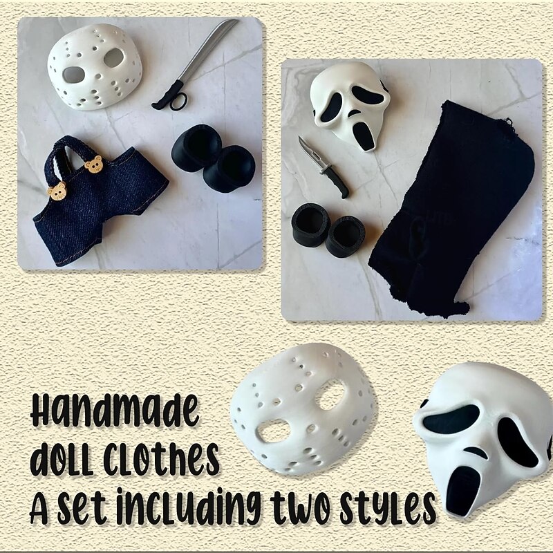 Two Sets Of 17cm Doll Clothes For Halloween Scary Mask Doll Accessories Cute Halloween Costumes For Dolls Create The Cutest 17cm Fashion Doll For Halloween4