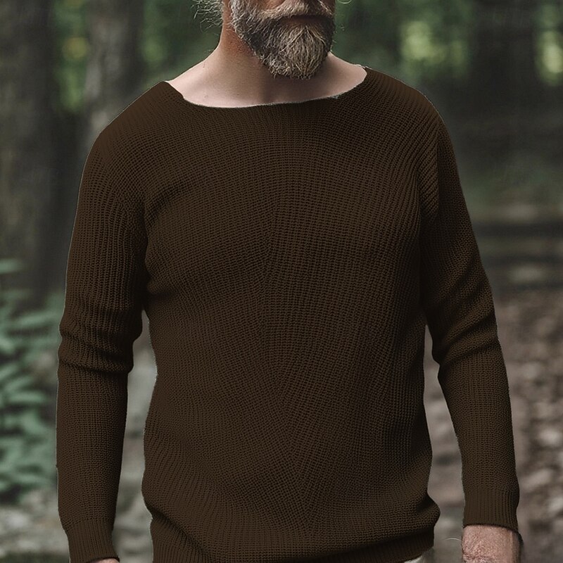 Men's Pullover Sweater Jumper Casual Sweater Knit Sweater Ribbed Knit Tunic Knitted Plain Scoop Neck Fashion Casual Vacation Daily Wear Clothing Apparel Fall Winter Black White S M L4