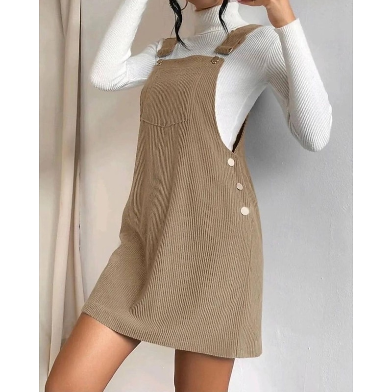 Women's Mini Dress Casual Dress Slip Dress Classic Modern Outdoor Vacation Going out Regular Fit Plain Sleeveless U Neck Black Brown Green Khaki Fall4