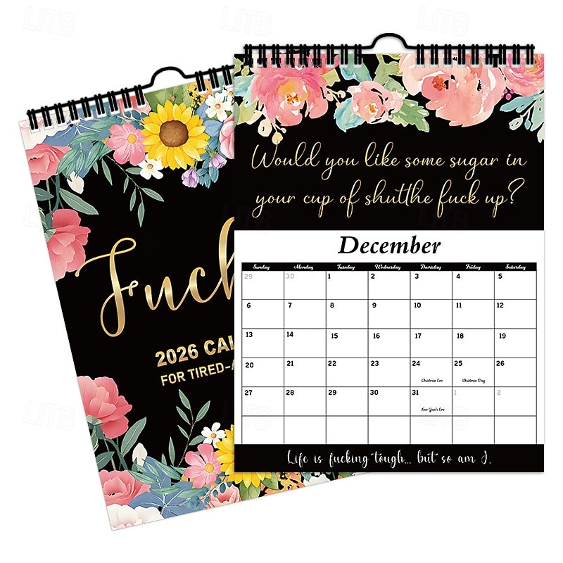 2026 Fuck It Calendar for Tired-Ass Women,Christmas Xmas New Year Gift 2026 Tired Women Calendar, Fu-ck It Wall Calendar for Tired, Handmade Home Office Hanging Calendar3