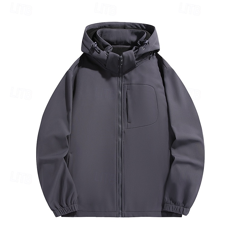 Men's Jacket Casual Jacket Outdoor Vacation Warm Zipper Pocket Fall Winter Plain Fashion Streetwear Standing Collar Regular Black Orange Army Green Gray Jacket2