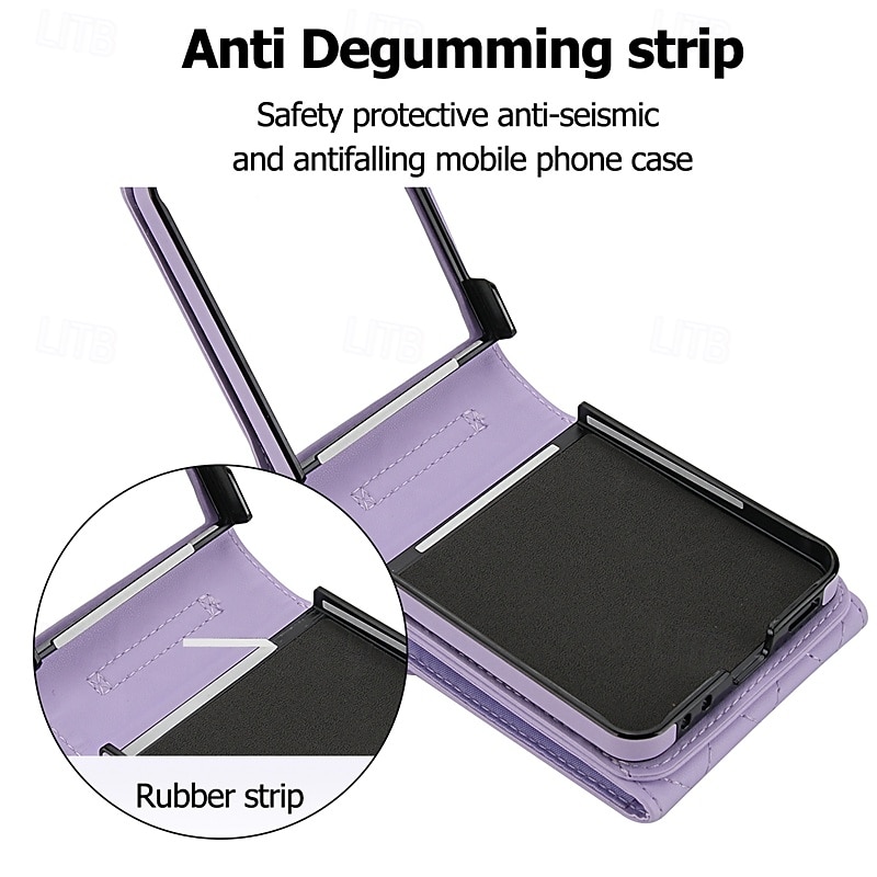 Phone Case For Samsung Galaxy Z Flip 7 Z Flip 6 Z Flip 5 Z Flip 4 Wallet Case with Lanyard Card Slot Ring Buckle Retro TPU PU Leather4