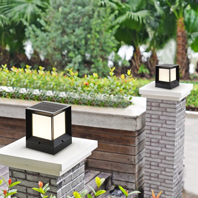 LED Outdoor Solor Post Lights 21cm Nordic Style Outdoor Column Lights Fence Post Cap Lights Waterproof IP54 for Deck Suitable for Door Stone Pillars Garden lamp Post2