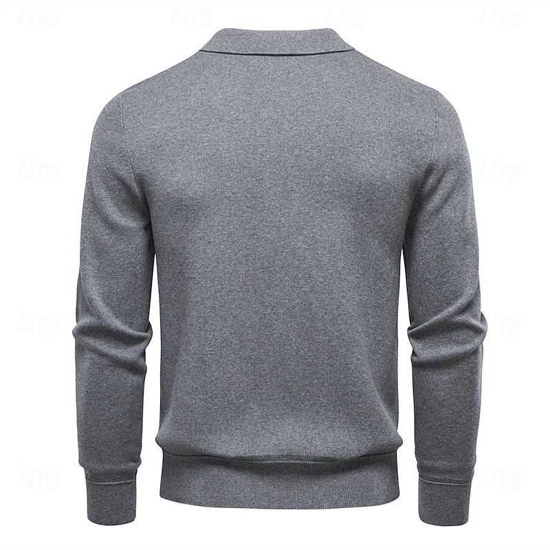Men's Cardigan Sweater Knit Regular Tops Zip Up Plain Solid Color Turndown Casual Daily Cardigan Vacation Casual Clothing Apparel Spring Fall Black Navy Blue S M L2