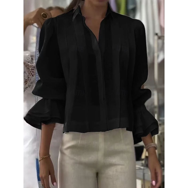 Women's Shirt Summer Tops Blouse Solid Color Casual Beach Regular Tops Black White Yellow Royal Blue Sky Blue Summer Spring Fall4