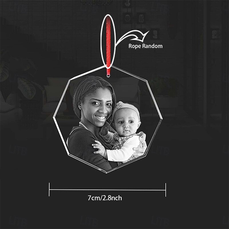Personalized Christmas Photo Ornaments Customized Acrylic Photo Octagon Wall Hanging Modern Design Gift for Husband Wife Family Friends, Ideal Home & Office Decoration4