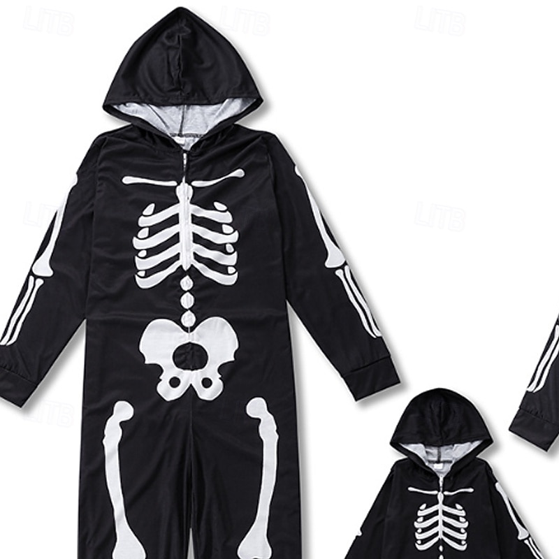 Family Jumpsuit Skull Street Print Black Long Sleeve Active Matching Outfits2